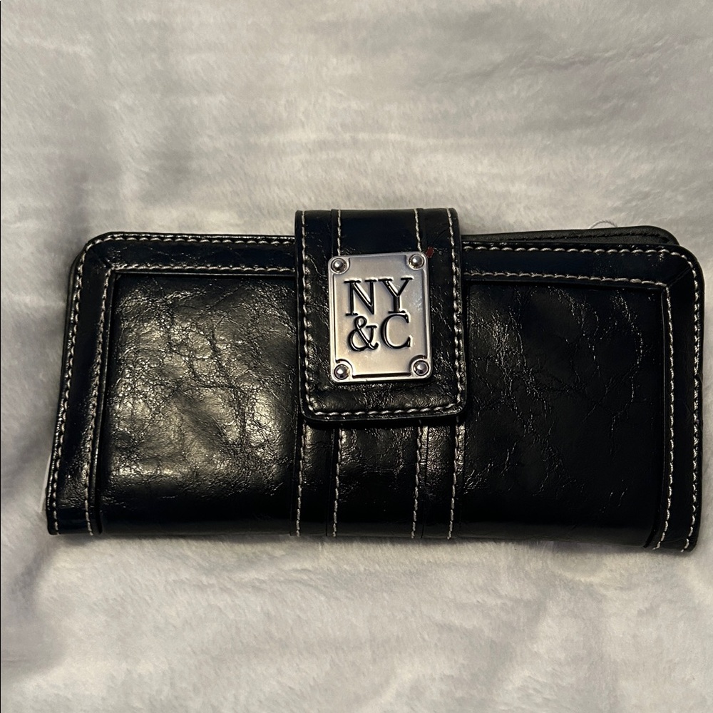 NY&C Black Wallet with Silver Accents